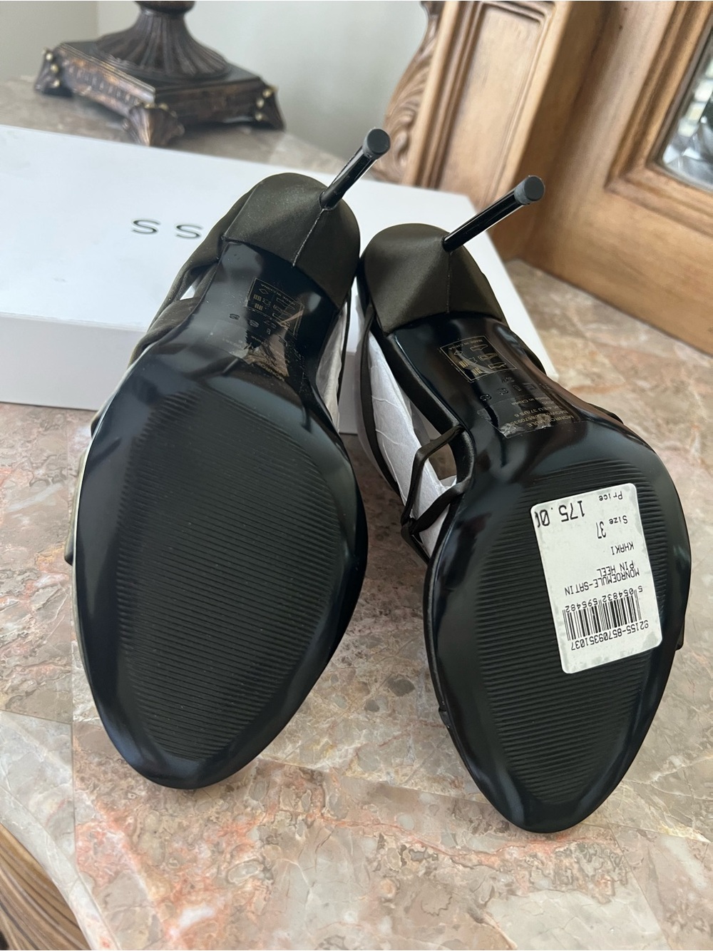 Reiss Olive Satin Bow-Strap Heeled Slides - Picture 5 of 10